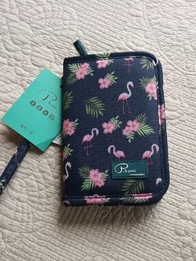 Passport Wallet Credit Card ID Phone Case holder Pink Flamingos By P. TRAVEL NEW
